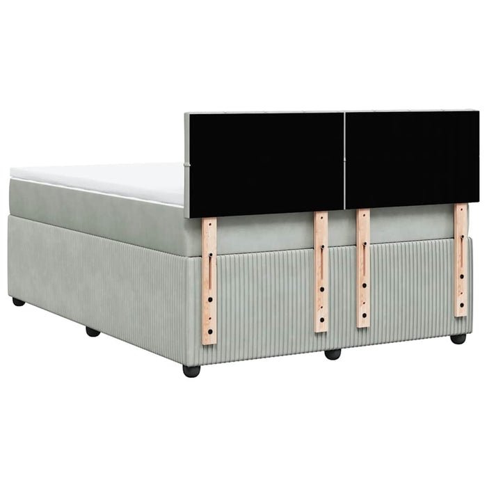 Pat box spring cu saltea, gri deschis, 140x200 cm, catifea - WALTI WALTI