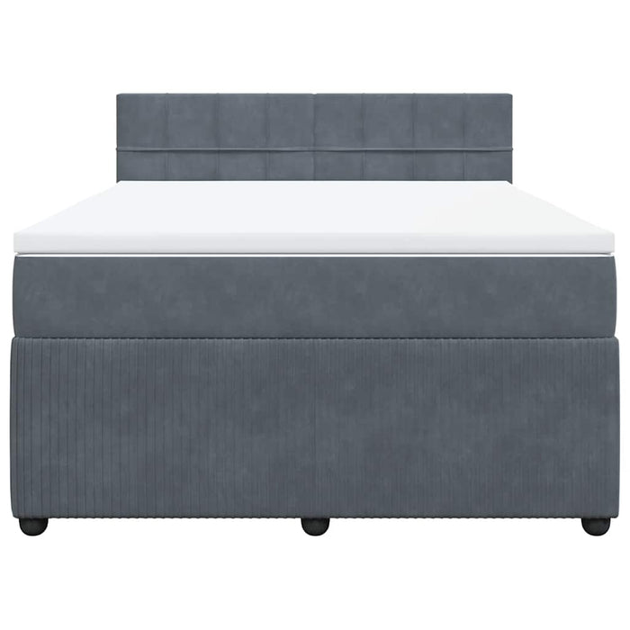 Pat box spring cu saltea, gri închis, 140x200 cm, catifea - WALTI WALTI