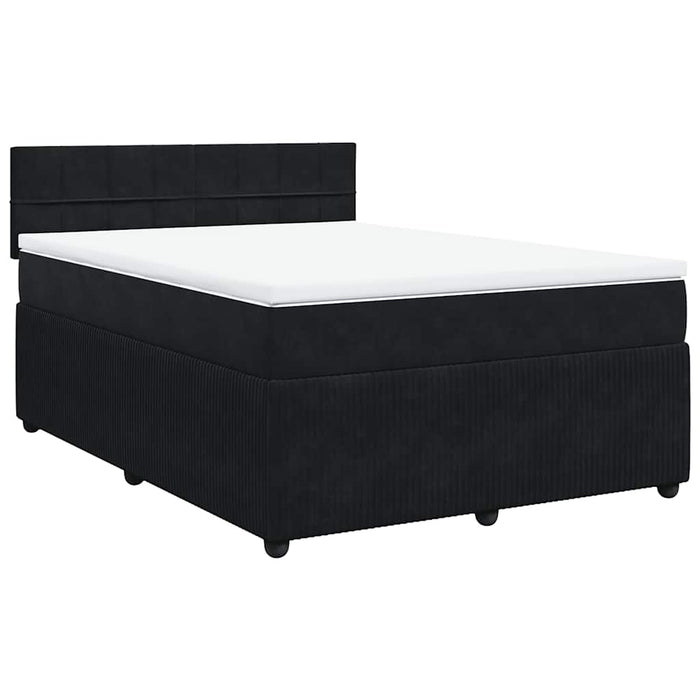 Pat box spring cu saltea, negru, 140x200 cm, catifea - WALTI WALTI