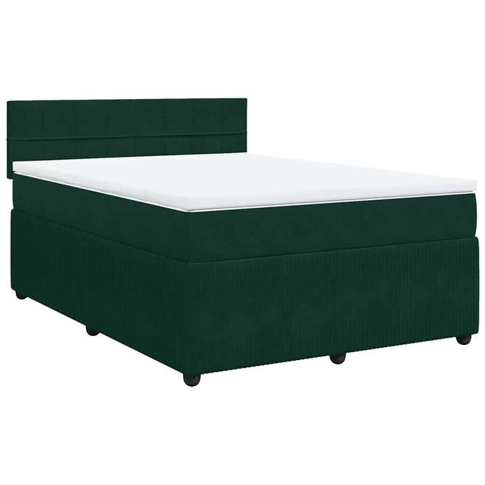 Pat box spring cu saltea, verde închis, 140x200 cm, catifea - WALTI WALTI