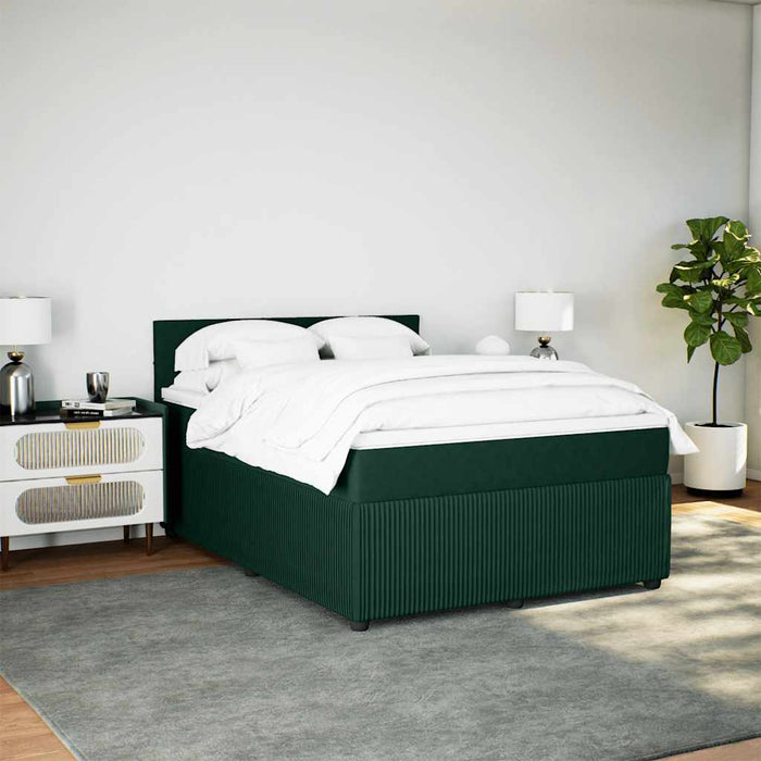 Pat box spring cu saltea, verde închis, 140x200 cm, catifea - WALTI WALTI