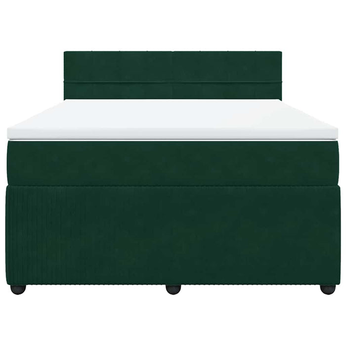 Pat box spring cu saltea, verde închis, 140x200 cm, catifea - WALTI WALTI