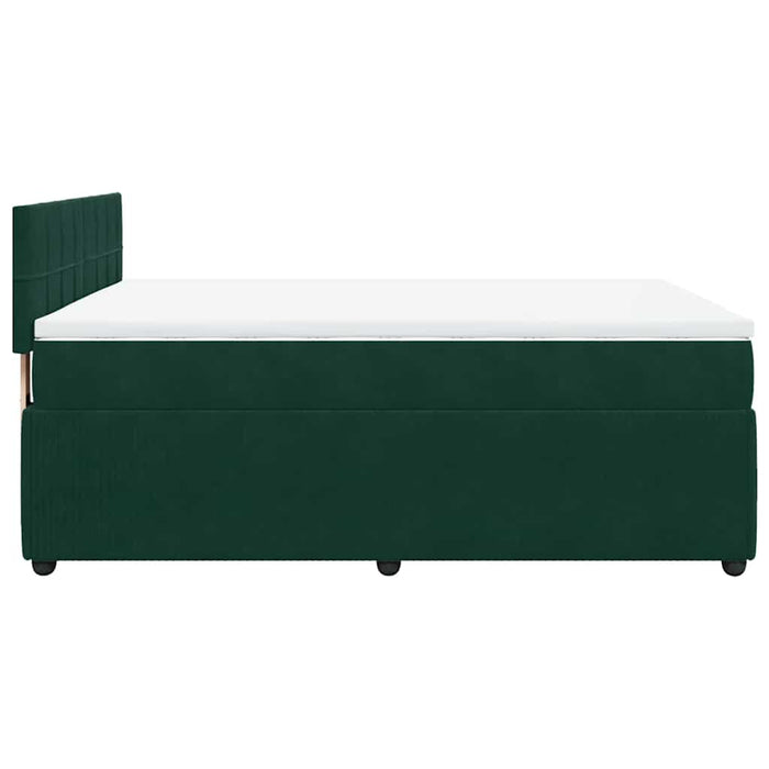 Pat box spring cu saltea, verde închis, 140x200 cm, catifea - WALTI WALTI