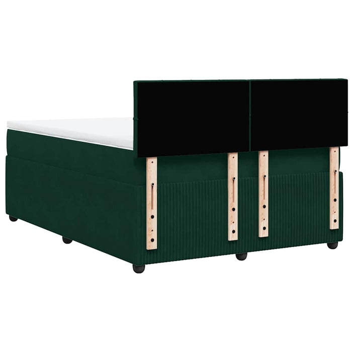 Pat box spring cu saltea, verde închis, 140x200 cm, catifea - WALTI WALTI