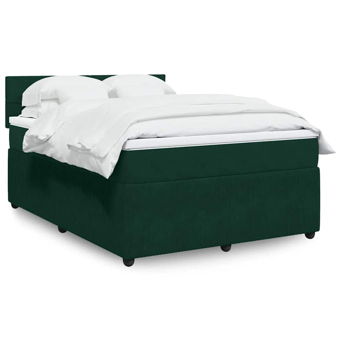 Pat box spring cu saltea, verde închis, 140x200 cm, catifea - WALTI WALTI