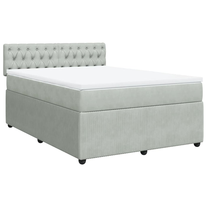 Pat box spring cu saltea, gri deschis, 140x200 cm, catifea - WALTI WALTI