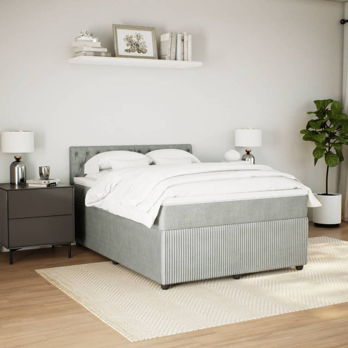 Pat box spring cu saltea, gri deschis, 140x200 cm, catifea - WALTI WALTI