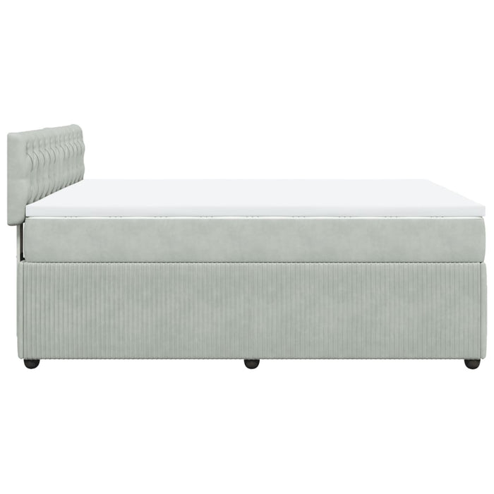 Pat box spring cu saltea, gri deschis, 140x200 cm, catifea - WALTI WALTI