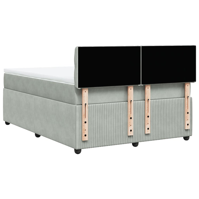 Pat box spring cu saltea, gri deschis, 140x200 cm, catifea - WALTI WALTI