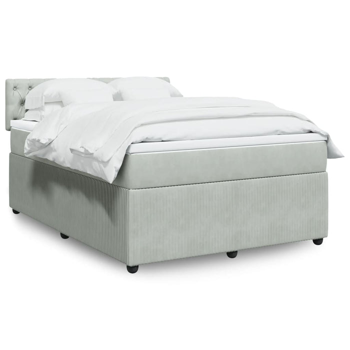 Pat box spring cu saltea, gri deschis, 140x200 cm, catifea - WALTI WALTI