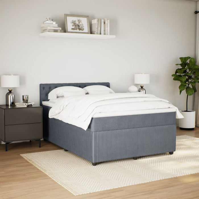 Pat box spring cu saltea, gri închis, 140x200 cm, catifea - WALTI WALTI