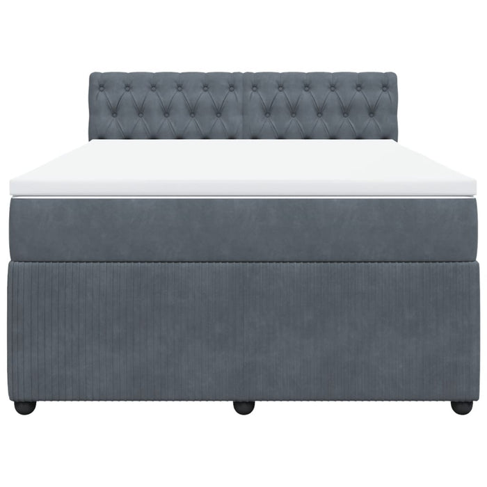 Pat box spring cu saltea, gri închis, 140x200 cm, catifea - WALTI WALTI