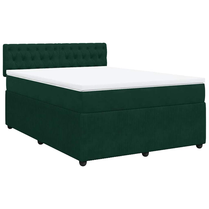 Pat box spring cu saltea, verde închis, 140x200 cm, catifea - WALTI WALTI