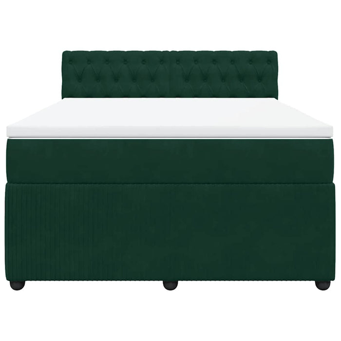 Pat box spring cu saltea, verde închis, 140x200 cm, catifea - WALTI WALTI