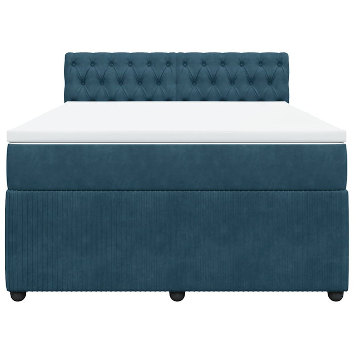 Pat box spring cu saltea, albastru, 140x200 cm, catifea - WALTI WALTI