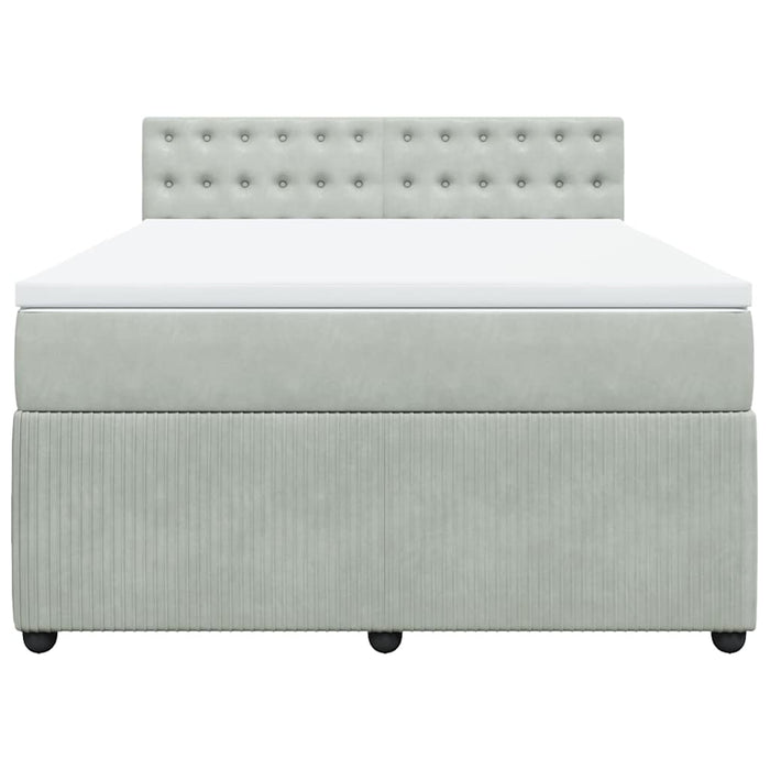Pat box spring cu saltea, gri deschis, 140x200 cm, catifea - WALTI WALTI
