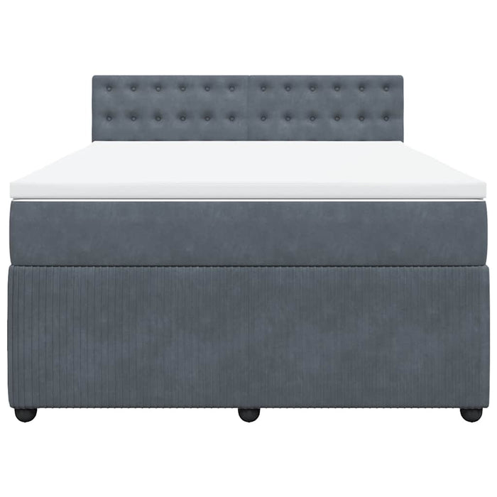 Pat box spring cu saltea, gri închis, 140x200 cm, catifea - WALTI WALTI