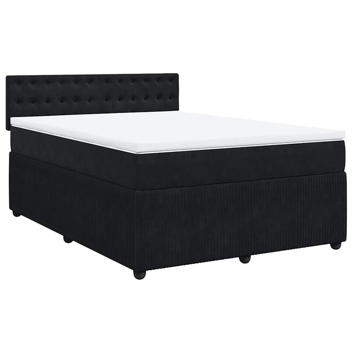 Pat box spring cu saltea, negru, 140x200 cm, catifea - WALTI WALTI
