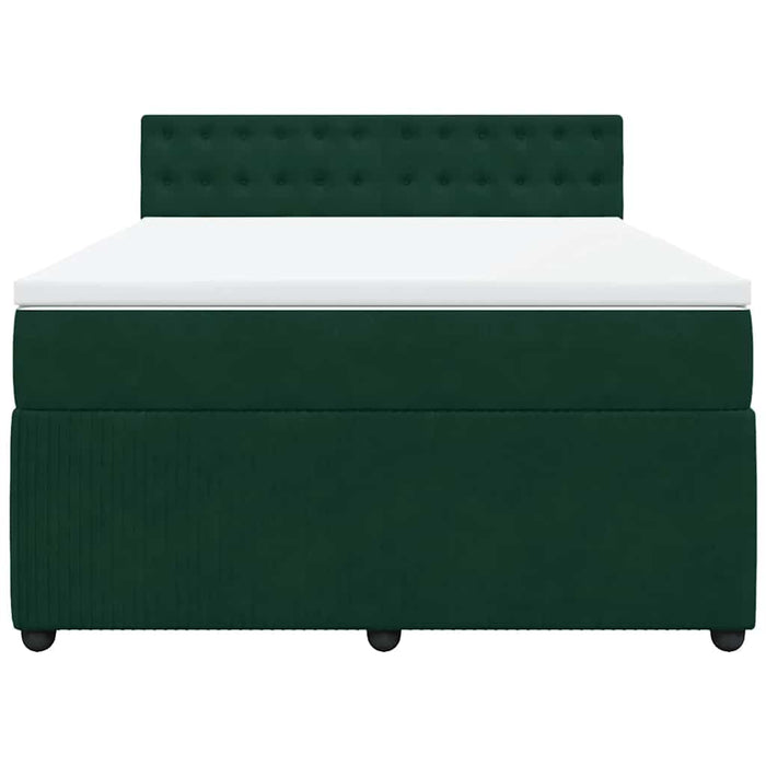 Pat box spring cu saltea, verde închis, 140x200 cm, catifea - WALTI WALTI
