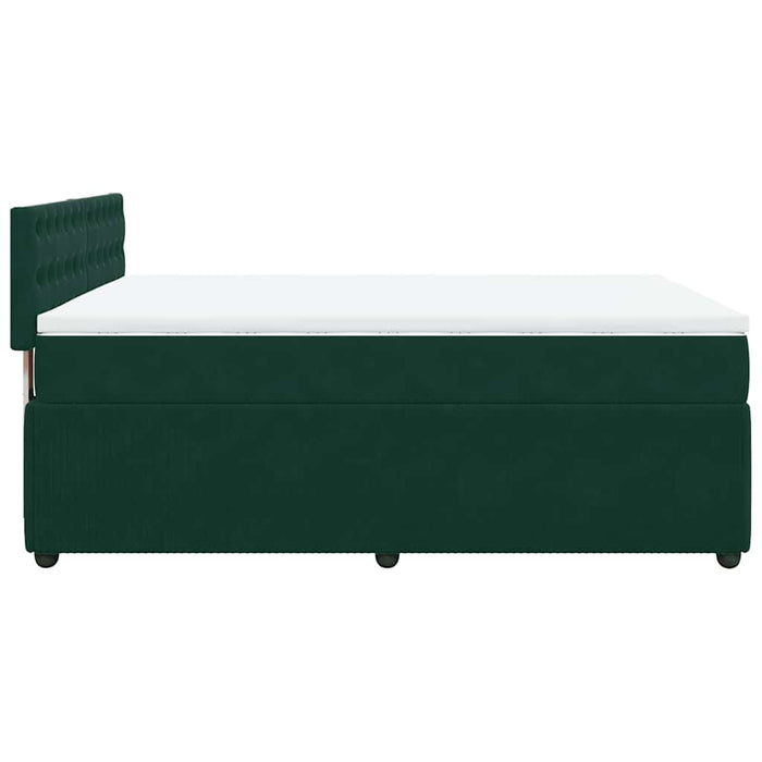 Pat box spring cu saltea, verde închis, 140x200 cm, catifea - WALTI WALTI