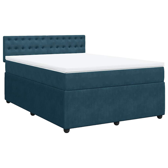 Pat box spring cu saltea, albastru, 140x200 cm, catifea - WALTI WALTI