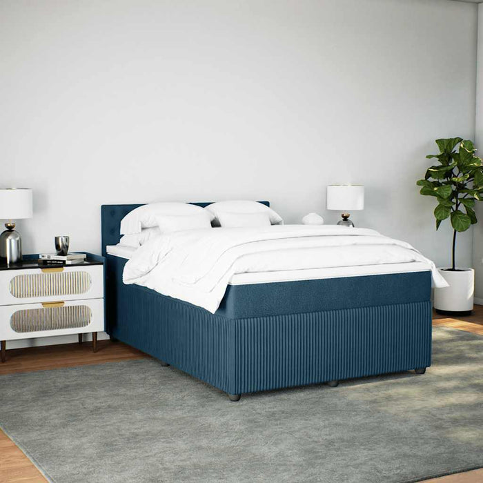 Pat box spring cu saltea, albastru, 140x200 cm, catifea - WALTI WALTI
