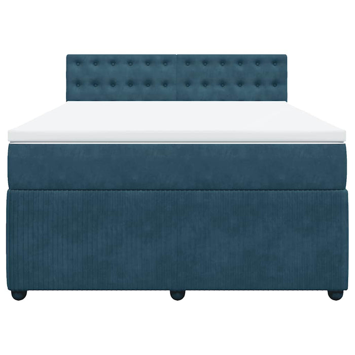 Pat box spring cu saltea, albastru, 140x200 cm, catifea - WALTI WALTI