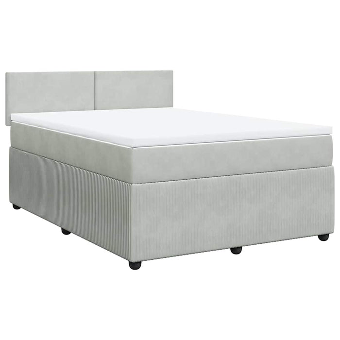 Pat box spring cu saltea, gri deschis, 160x200 cm, catifea - WALTI WALTI