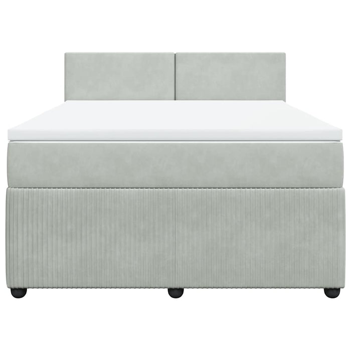 Pat box spring cu saltea, gri deschis, 160x200 cm, catifea - WALTI WALTI