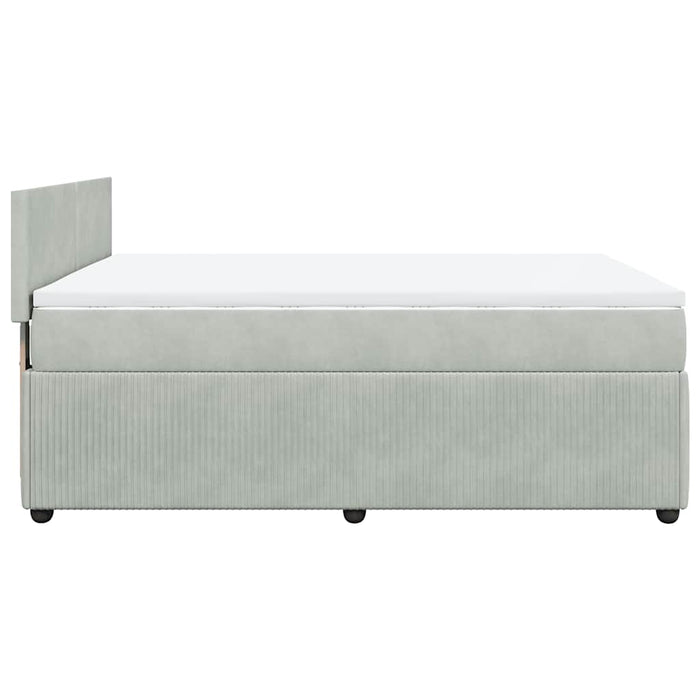 Pat box spring cu saltea, gri deschis, 160x200 cm, catifea - WALTI WALTI