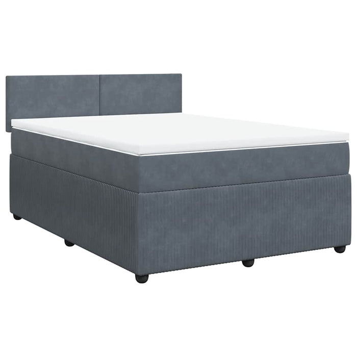 Pat box spring cu saltea, gri închis, 160x200 cm, catifea - WALTI WALTI