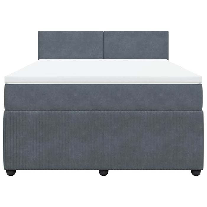 Pat box spring cu saltea, gri închis, 160x200 cm, catifea - WALTI WALTI