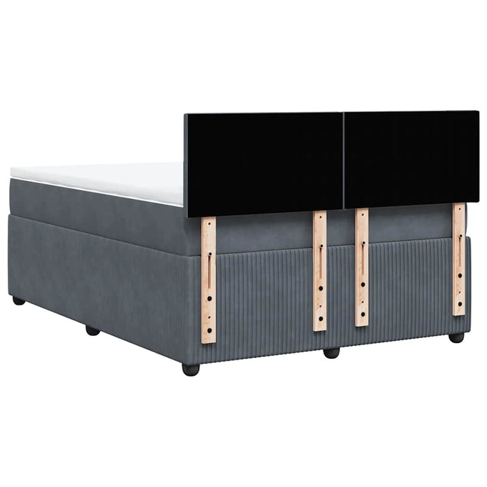 Pat box spring cu saltea, gri închis, 160x200 cm, catifea - WALTI WALTI