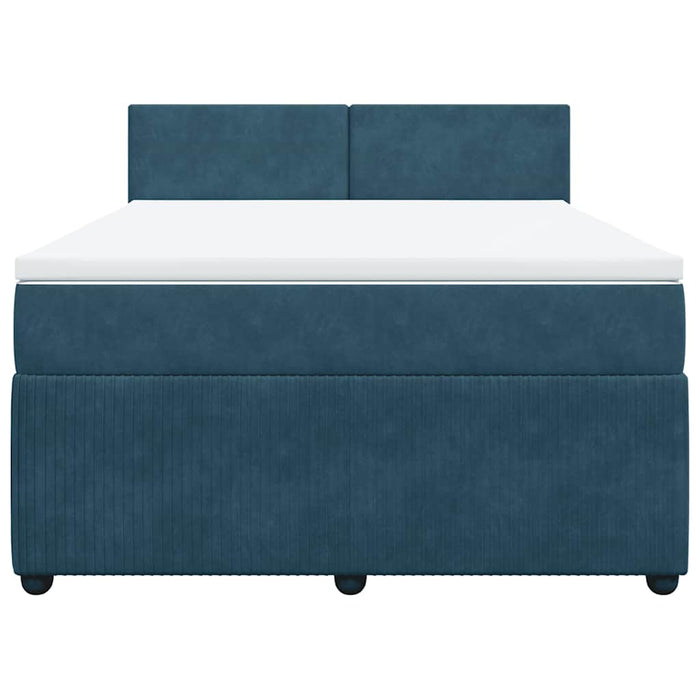 Pat box spring cu saltea, albastru, 160x200 cm, catifea - WALTI WALTI