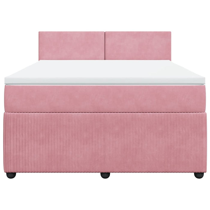 Pat box spring cu saltea, roz, 160x200 cm, catifea - WALTI WALTI