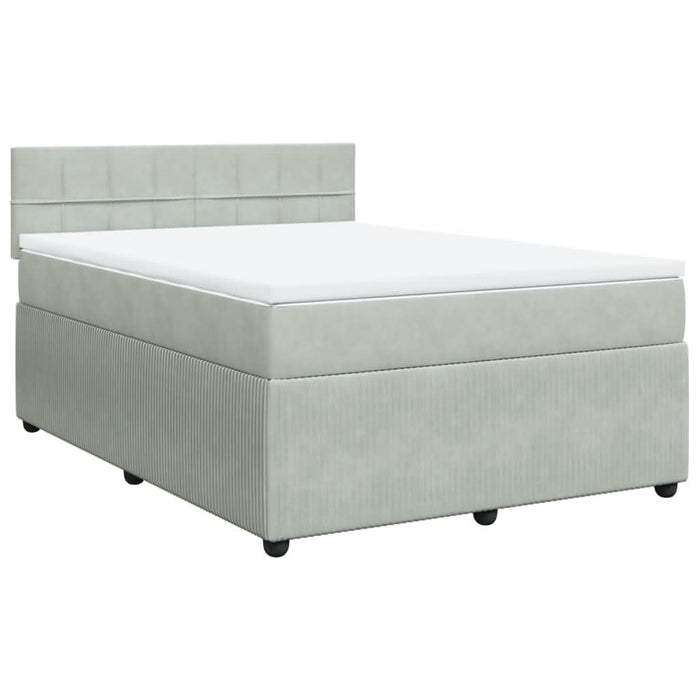 Pat box spring cu saltea, gri deschis, 160x200 cm, catifea - WALTI WALTI