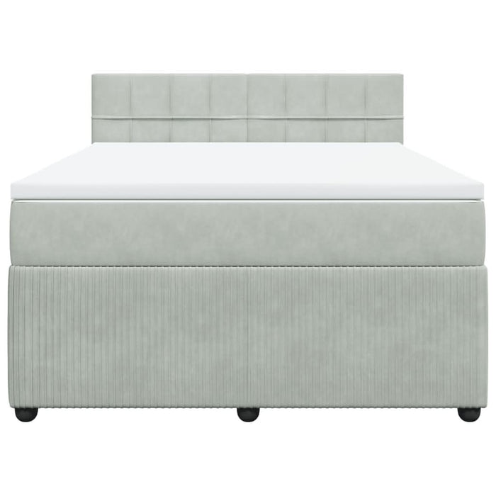 Pat box spring cu saltea, gri deschis, 160x200 cm, catifea - WALTI WALTI