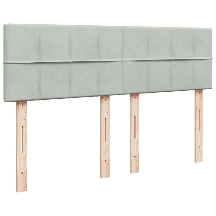 Pat box spring cu saltea, gri deschis, 160x200 cm, catifea - WALTI WALTI