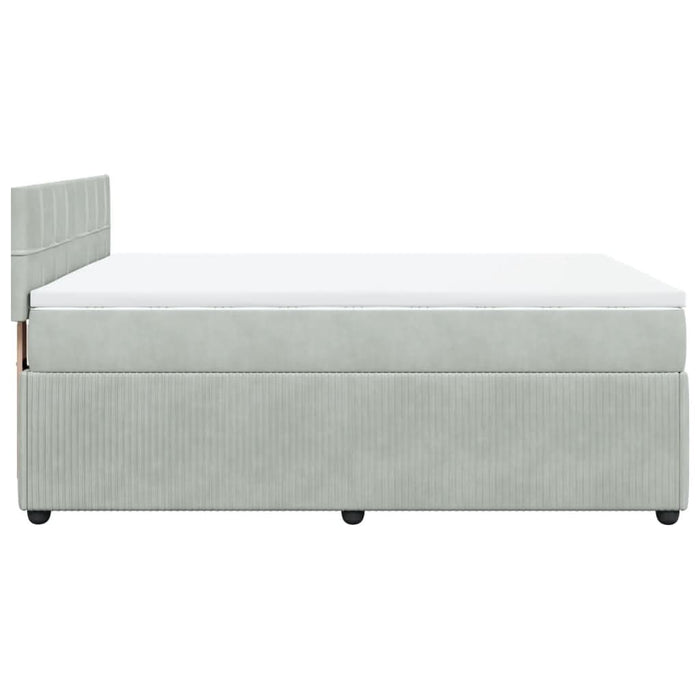 Pat box spring cu saltea, gri deschis, 160x200 cm, catifea - WALTI WALTI