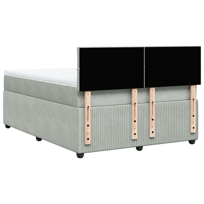 Pat box spring cu saltea, gri deschis, 160x200 cm, catifea - WALTI WALTI