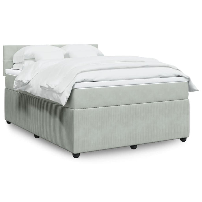 Pat box spring cu saltea, gri deschis, 160x200 cm, catifea - WALTI WALTI