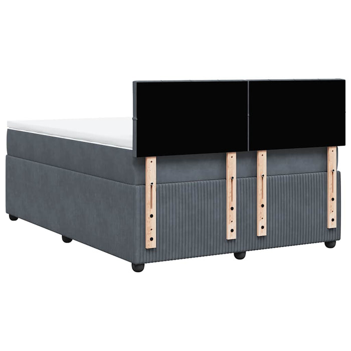 Pat box spring cu saltea, gri închis, 160x200 cm, catifea - WALTI WALTI