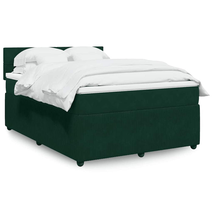 Pat box spring cu saltea, verde închis, 160x200 cm, catifea - WALTI WALTI