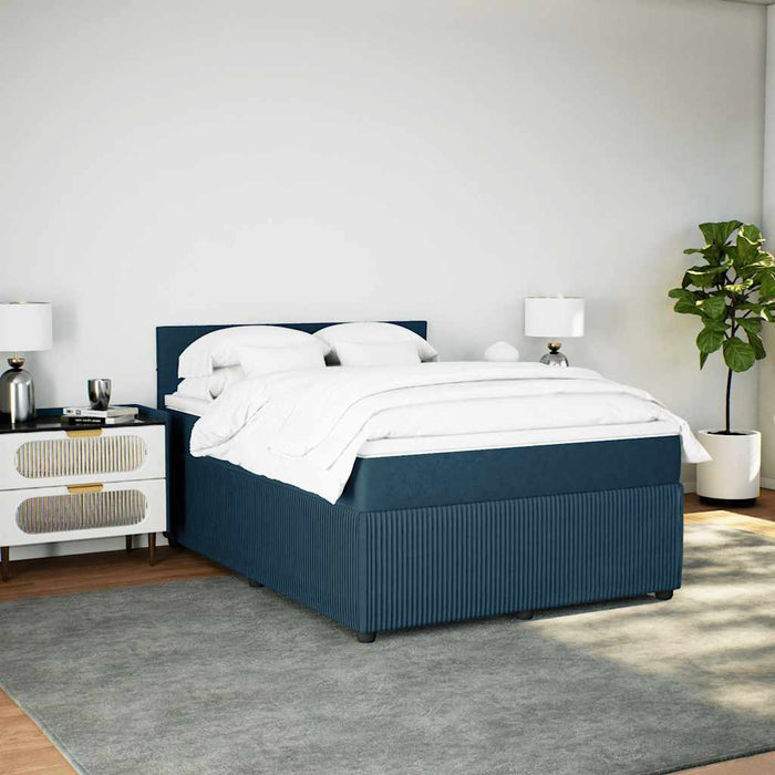Pat box spring cu saltea, albastru, 160x200 cm, catifea - WALTI WALTI