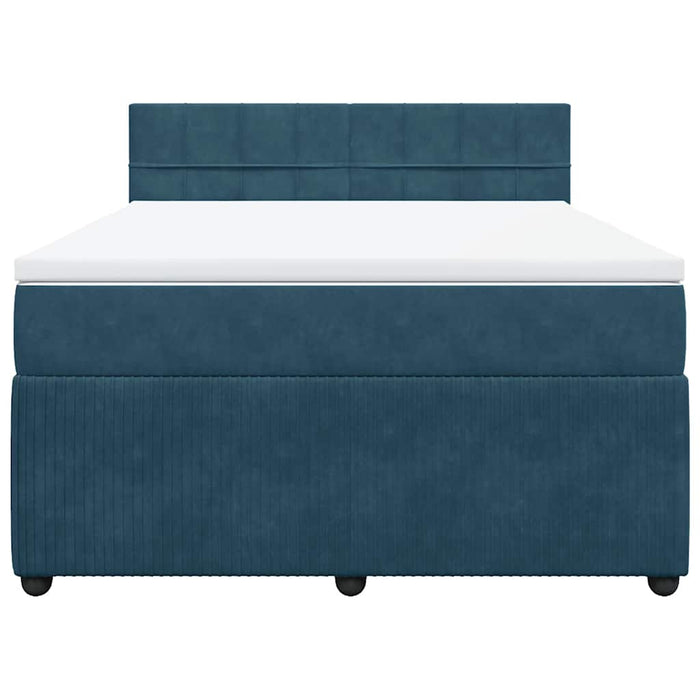 Pat box spring cu saltea, albastru, 160x200 cm, catifea - WALTI WALTI