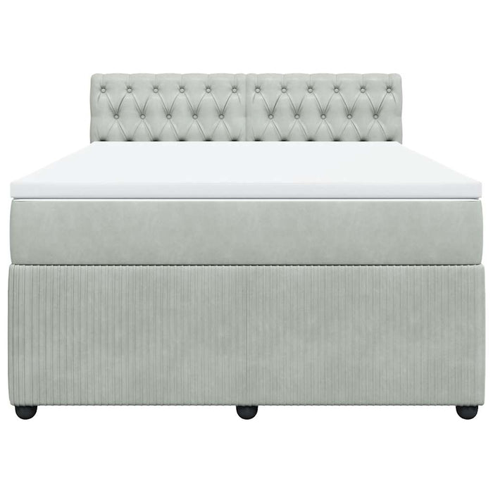 Pat box spring cu saltea, gri deschis, 160x200 cm, catifea - WALTI WALTI