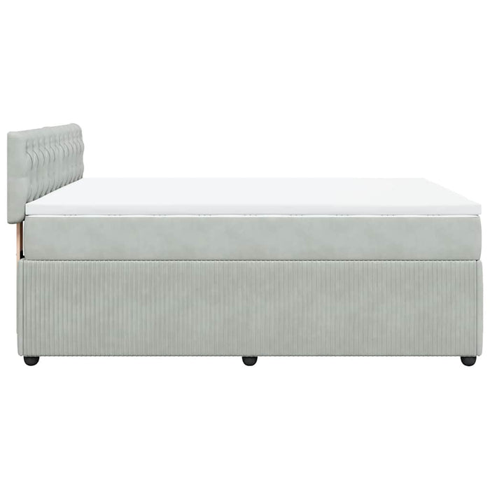 Pat box spring cu saltea, gri deschis, 160x200 cm, catifea - WALTI WALTI