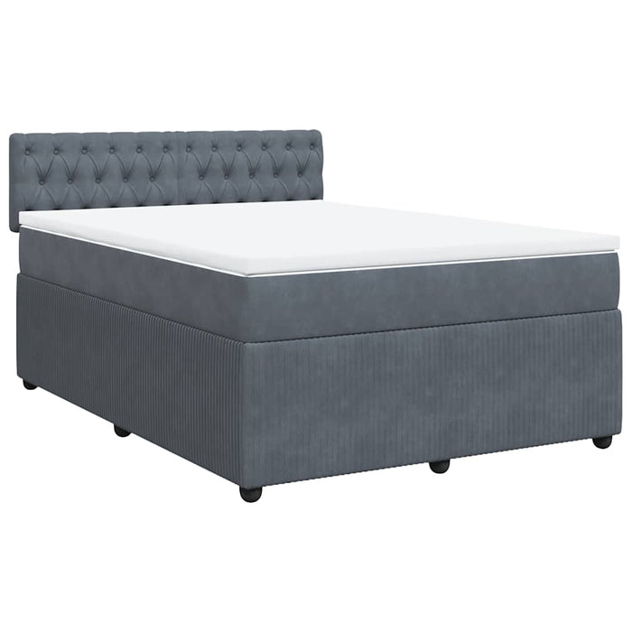 Pat box spring cu saltea, gri închis, 160x200 cm, catifea - WALTI WALTI