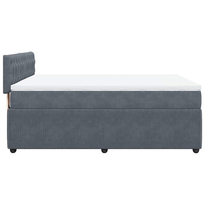 Pat box spring cu saltea, gri închis, 160x200 cm, catifea - WALTI WALTI