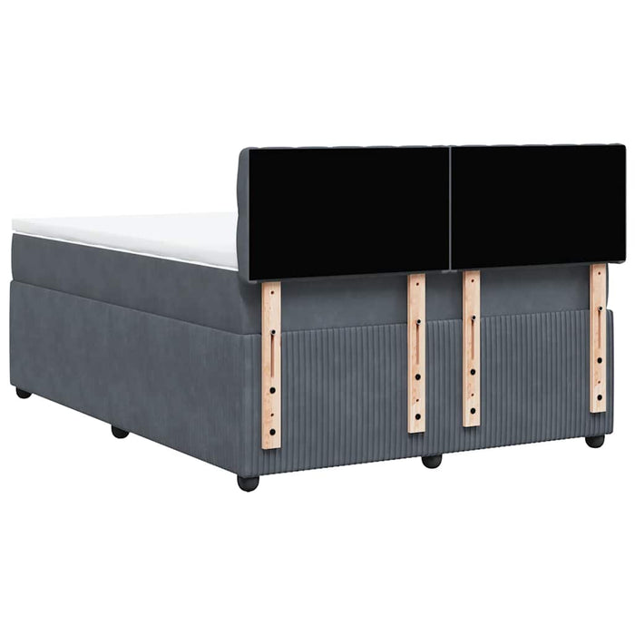 Pat box spring cu saltea, gri închis, 160x200 cm, catifea - WALTI WALTI